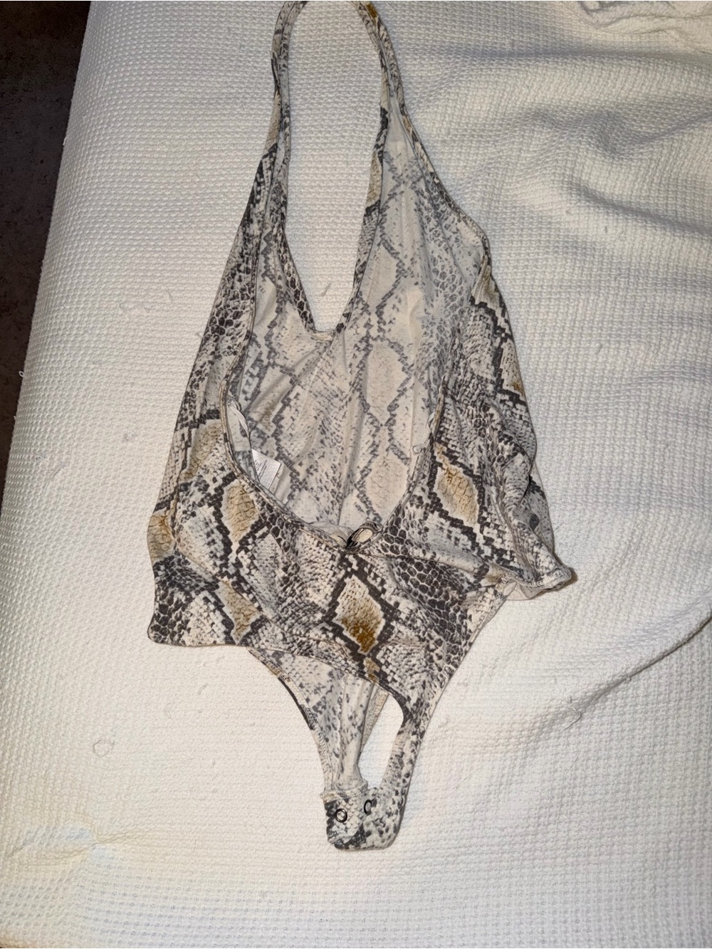 Express One Eleven Snakeskin Halter Bodysuit β Size Large - Picture 2 of 3